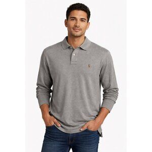 Polo Ralph Lauren Men’s Long Sleeve Polo Shirt – Pima Cotton – Gray – Size L